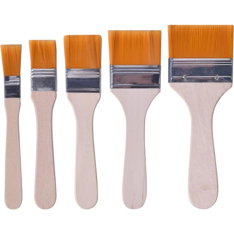 5 Pièces Pinceaux Peinture Mur, Brosse Pinceau Bricolage Pinceaux à Poils Pinceaux Plats avec Manche en Bois pour Peinture Vernis Colle 13mm 22mm 30mm 40mm 56mm