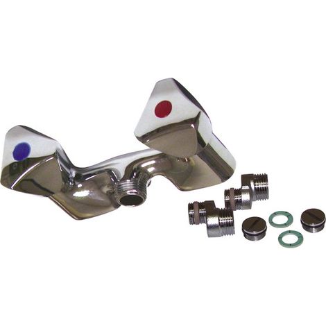Diff – Mélangeur de douche entraxe réglable 55-155 mm – Tête à clapet avec 2 bouchons – Sortie douche mâle 1/2" – Finition chromée