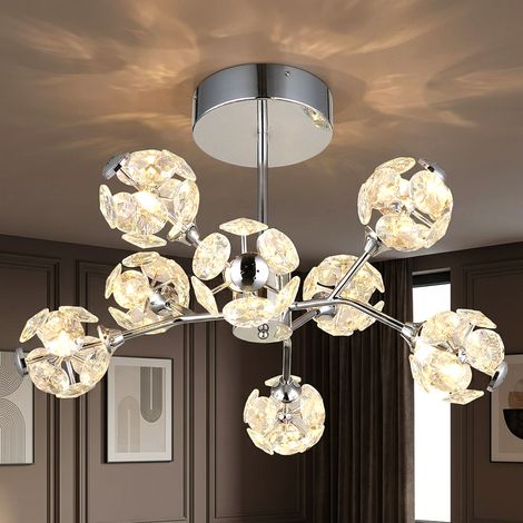 Plafoniera a LED, lampada da soffitto, lampada da soggiorno, effetto cristallo, argento, Ø 68 cm (1/5)