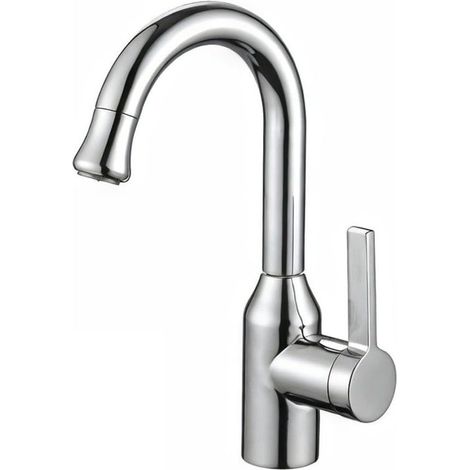 Mitigeur de lavabo, inox, eau chaude/froide, pour salle d'eau (1/5)