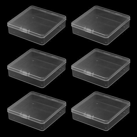 Lot de 6 boîtes de rangement transparentes en plastique avec couvercle, pour perles, cartes et autres accessoires de loisirs créatifs. (1/5)