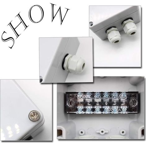 Boîte de jonction étanche IP66, fiche de câble blanche à 3 pôles avec bornier à vis et borne en Y pressée à froid, boîtier extérieur PG9 pour câble de diamètre 4-8 mm (82 x 80 x 56 mm) (1/5)