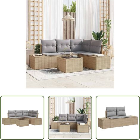 vidaXL Modulares Sofa - Gartensofa-set mit Speicher Beige und Hellgrau Poly-Rattan (1/5)