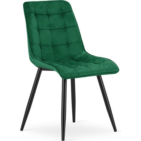 Chaise - leobert - split - velours vertpieds noirs 211770205 (1/5)