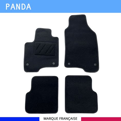 Tapis de sol voiture - Sur mesure pour  Fiat PANDA (03/2012-08/2015) - Moquette Antidérapante - Clips et Scratch - 4 pièces (1/4)