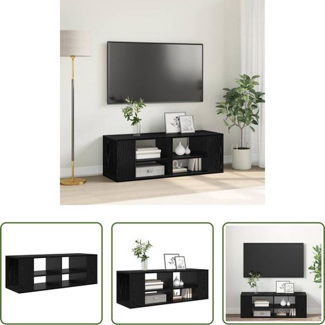 Rangement salon - Ensemble meuble TV Montage mural Chêne noir 102 x 35 x 35 cm (1/5)