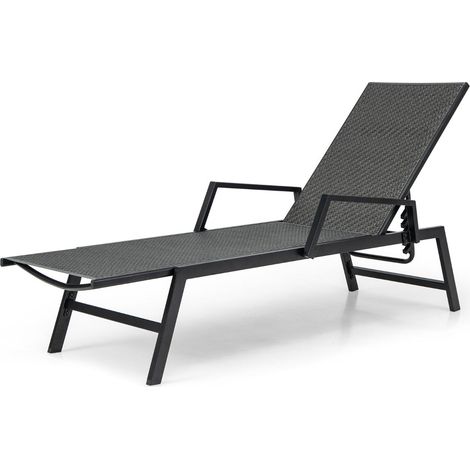Chaise longue reclinable 167-193 x 59 x 33-93 cm confort óptimo 5 posiciones ratán moderno marrón 200020162