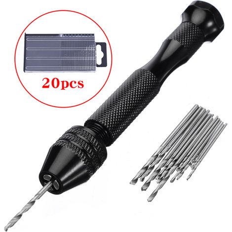MINKUROW Mini Taladro De Mano De Precisión Mini Taladro De Mano Modelado De Aluminio Portabrocas Sin Llave 20 Broca Avellanado Giro 0.3-1.6mm Para Perforación De Bricolaje Con Bolsa (1/3)
