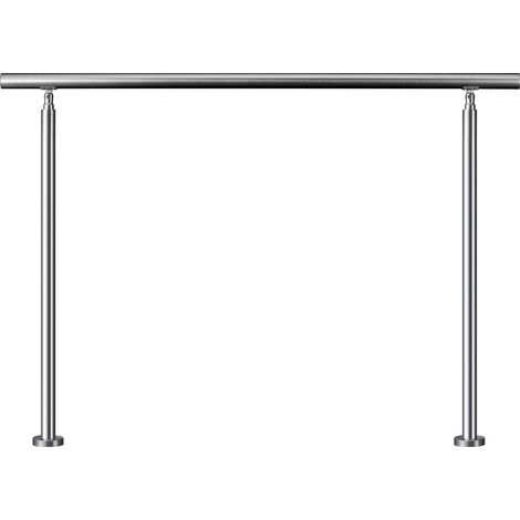 Garde-corps 150cm argenté, 1 main courante, sans traverses, inox 201, intérieur et extérieur, design moderne - kit complet