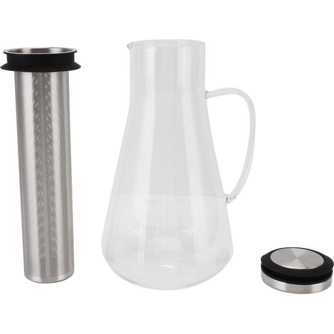 Cafetière Cold Brew 1600ml Filtre Inox 304 Verre Borosilicate Résistant Choc Thermique Poignée Ergonomique Bec Anti-Goutte pour Maison Bureau (1/5)