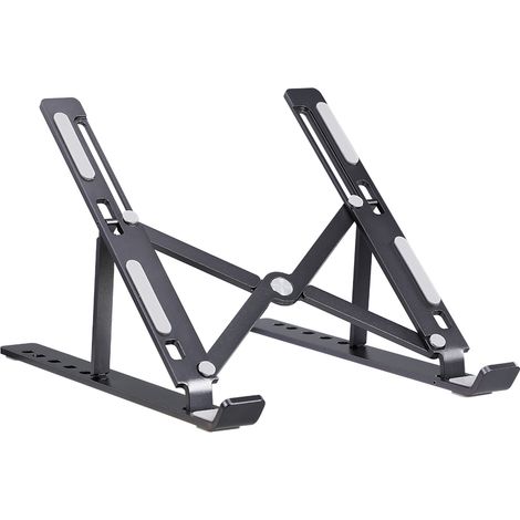 Verstellbarer 6-stufiger Laptopständer, tragbar, aus Aluminiumlegierung, faltbar und rutschfest, schwarz (1/5)