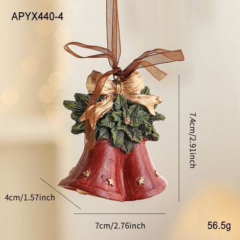 Décoration de Noël en résine peinte, suspension pour sapin avec cloche rétro en relief, ornement coloré style cartoon, accessoire festif pour maison et fête (1/5)