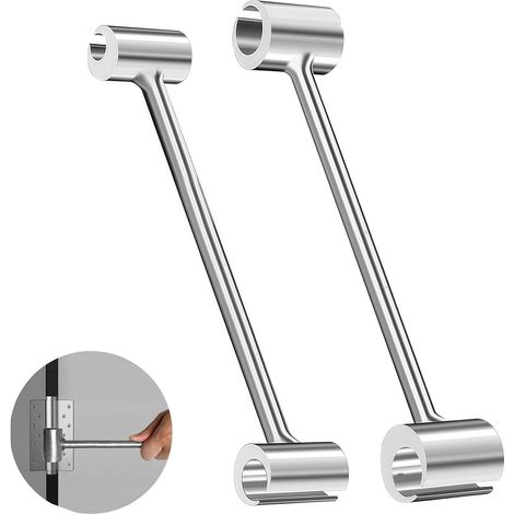 2 Pièces Outil de Réglage de Charnière de Porte, 14 + 19 + 23 + 25 mm Argents,Cle de Reglage Gond Porte Outil Reglage Charniere Porte pour Portes Coupe feu Portes de Sécurité (1/5)