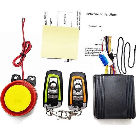 Sistema de alarma universal para scooter de 12 V con sistema antirrobo, control remoto, arranque del motor y protección contra sobrecarga. (1/2)