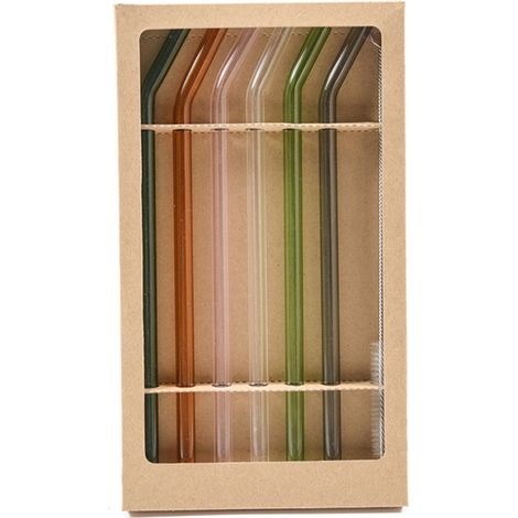 Set 6 cannucce colorate in borosilicato con spazzolino 20cm in confezione regalo (1/2)