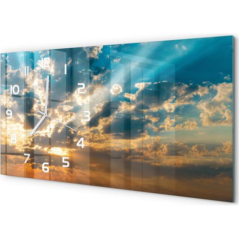 Horloge Murale Chambre 60x30 cm Design Horizontal Sans Tic-Tac Ciel au coucher du soleil (1/5)