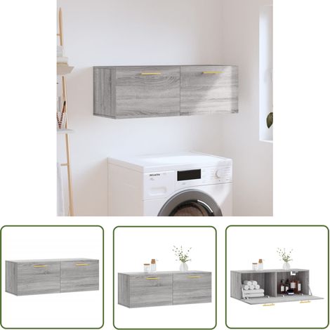 Furniture Limited - Armoire murale sonoma gris 100x36,5x35 cm boi (1/5)