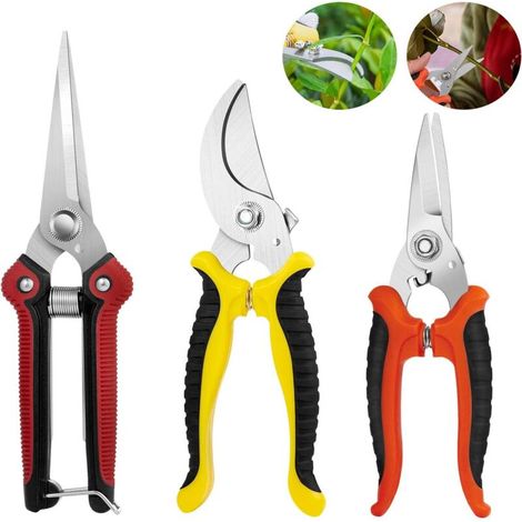 3-teiliges Gartenscheren-Set – Scharfe Stahlklingen, für Blumen, Obst, Gemüse, präzises Schneiden (1/4)