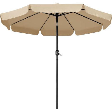 Yaheetech Ombrellone da Esterno con 8 Costole Ombrellone da Giardino Con Manovella per Spiaggia Balcone Terrazzo Mercato Ecrù (1/5)