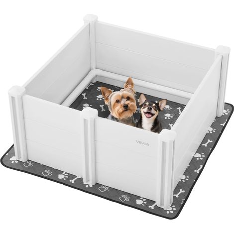 Parc de Mise Bas pour Chien, 98 x 98 x 46 cm, Caisse de Mise Bas pour Chiots, avec Porte Hauteur Réglable, Tapis d'Urine Lavable, Boite de Naissance en Plastique PVC pour Chiens de Moyenne Race (1/5)