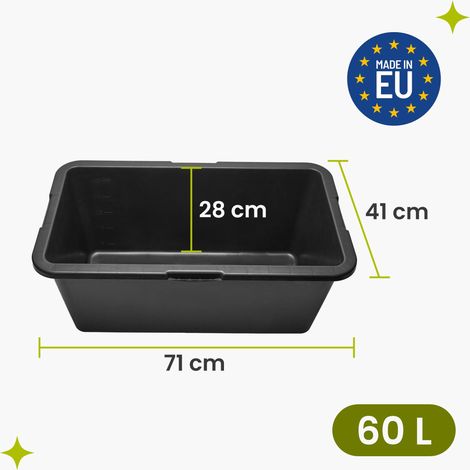 Garronda Mörtelwanne 2 Pack 60 L Rechteckig Mörtelkübel Kunststoffwanne – stabile Maurerkübel aus recyceltem PE Mörtelkasten für Beton, Garten oder