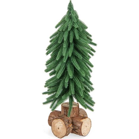 Albero di Natale da tavolo con 200 punte e base in legno massello, mini da 40cm (1/4)