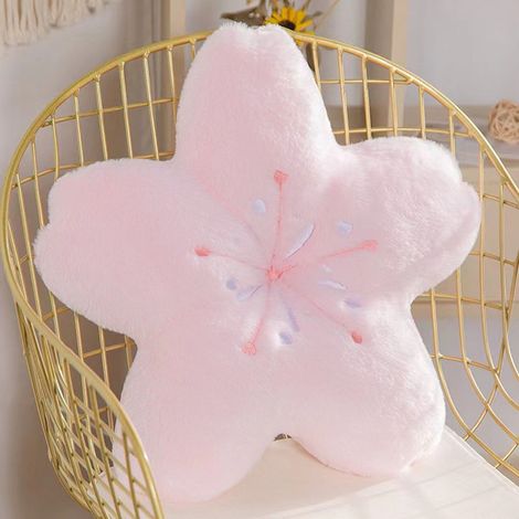 Coussin Peluche Fleur - 45 x 45 cm - Décoration Chambre Canapé Chaise Voiture - Rose (1/5)