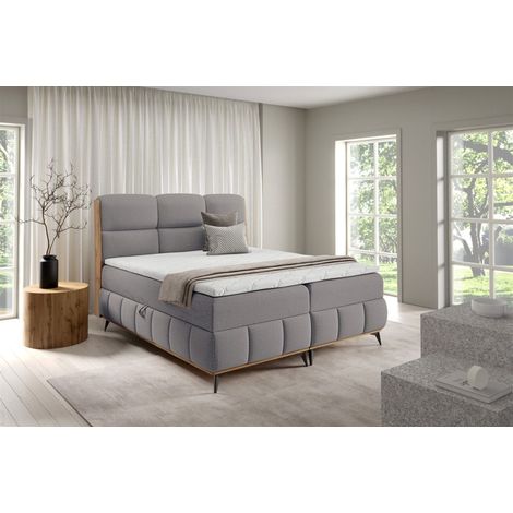Boxspringbett Schlafzimmerbett CHARLIE PREMIUM 200x200cm Stoff Fibi Dunkelgrau