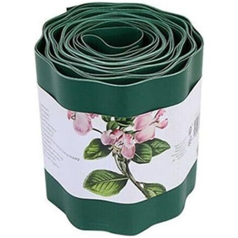 Bordure en plastique souple vert de 9 mètres de 10 cm, 15 cm, 20 cm de haut, bordure de pelouse pour séparer la pelouse et les parterres de fleurs (15 cm x 9 m)