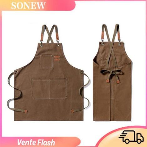 Sonew tablier de chef Tablier de travail avec poches, tablier en toile polyvalent pour cuisine, jardin, salon de articles cuisine (1/5)