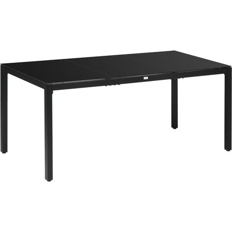 Easycomfort Tavolo da Giardino Rettangolare per 8 Persone in Alluminio e Vetro, 180x80x72cm, Nero (1/5)