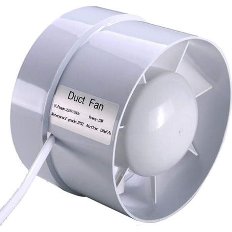 100 mm Silent Air Extractor 12W 130m³/h Energy Efficient Mixed Flow Duct Fan for Bathrooms, Vents, Greenhouses, Tents (4 inch) (1/4)