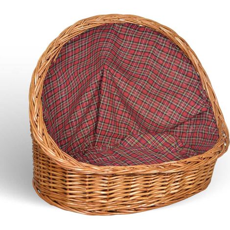 Cuccia lettiera in vimini con cuscino cesta lettino per animali 54x40x44 medium