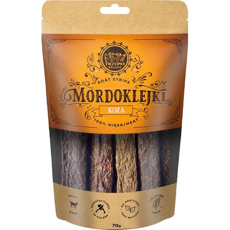 Friandises pour chiens Trzypsy Deluxe, barre plate à la viande de chèvre, 70 g