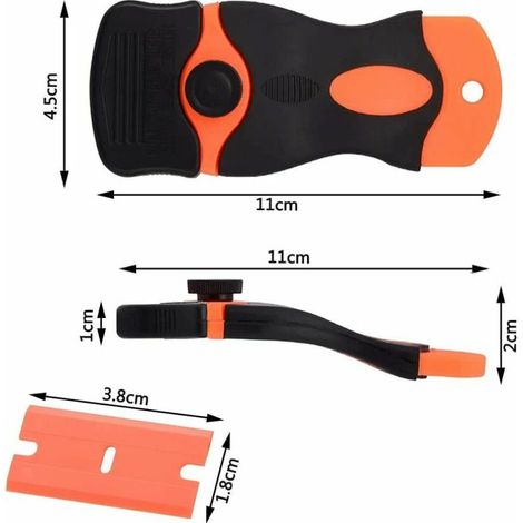 Plaque Grattoir Nettoyant, 2 Pcs Lame Grattoir, Vitrocéramique Plaque Grattoir, Grattoir Plaque Induction, Grattoir Rasoir avec 100 Lames de Rasoir en Plastique (1/4)