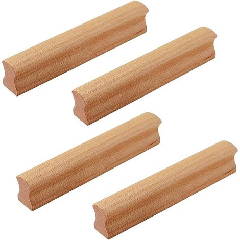 4 Pièces Bouton de Porte Cuisine Meuble Tiroir, Poignée de Meuble Placards en Bois, Bouton Armoire Bois Naturel de Hêtre pour Cuisine, Armoire, Commode, Tiroir (1/5)