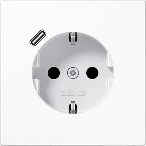 Jung SCHUKO Steckdose 16 A 250 V , mit USB-Ladegerät 1 x Typ C, integrierter erhöhter Berührungsschutz, Serie LS, a (1/5)