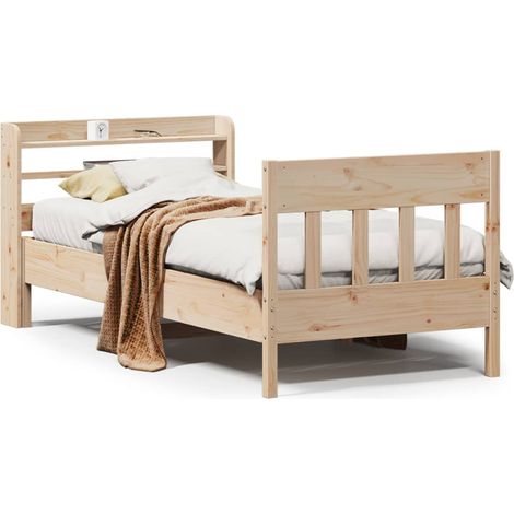 Lit Adulte - Lit Simple - Cadre de Lit 90x190 cm bois de pin massif q414 (1/5)
