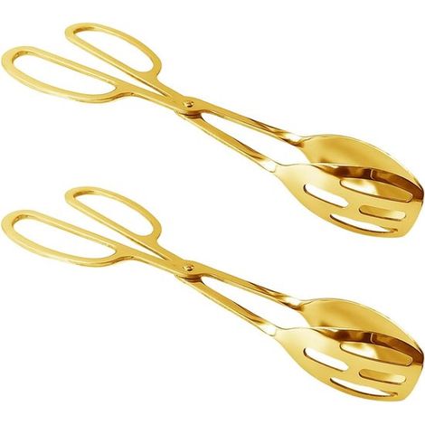 Pinzas de cocina，Juego de 2，Pinzas para barbacoa，Acero inoxidable，Pinzas para pescado，Pinzas para parrilla，Pinzas para ensalada，25 cm，Dorado (1/5)