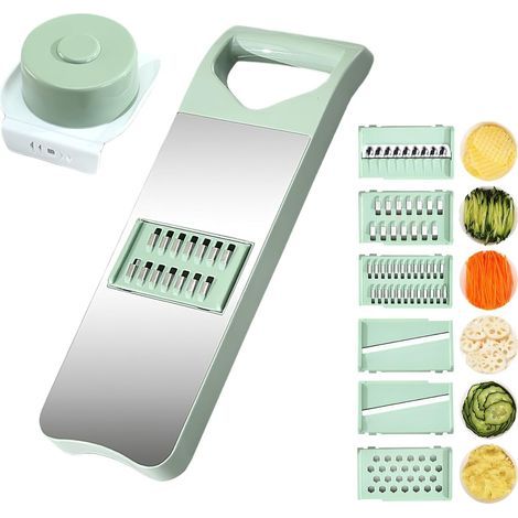 7-in-1 Gemüseschneider mit 6 Klingen – Käseschneider – Gurkenschneider – Küchenhelfer – Geeignet für Karotten, Kartoffeln, Zwiebeln und Butter (1/5)