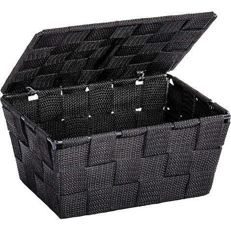 Chariot de rangement avec couvercle rectangulaire en maille de polypropylène – Accès rapide au contenu – 40L pour salle de bain et accessoires (1/4)