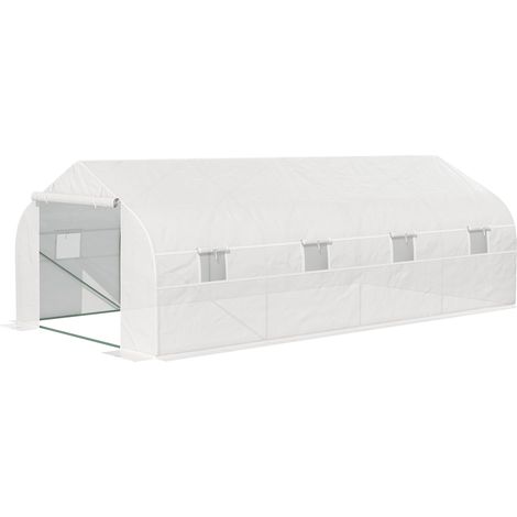 Serra per Piante Verticale 4 Ripiani 6x3x2m Rivestimento in PE Bianco (1/5)