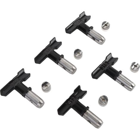 5 pièces buses de pulvérisateur sans air pour pistolet à peinture, accessoires de machine, buses 109 213 315 413 621, noir (1/5)