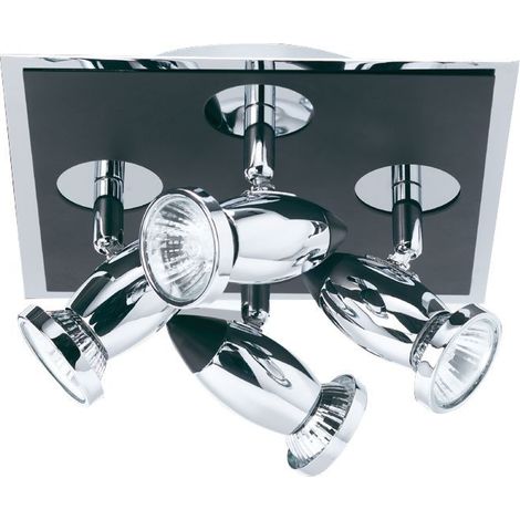 Searchlight Comet - Spot de plafond à 4 ampoules, chrome, noir mat, GU10 (1/3)