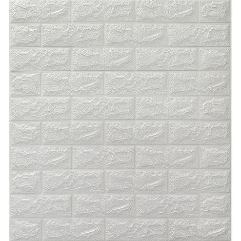 3D-Ziegelstein-Wandaufkleber, wasserfeste und stoßfeste Klebeaufkleber für die DIY-Wanddekoration in Küche und Bad, weiße 2,5 mm Schaumstoffplatten in Ziegelsteinoptik