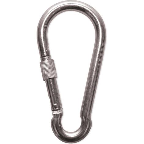 Seilwerk STANKE Mousqueton pompier zingué avec vis de sécurité, mousqueton en acier galvanisé avec vis de blocage DIN 5299D, 14x180mm, 1x (1/5)
