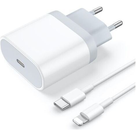 Chargeur rapide USB-C 20 W et câble Lightning de 1 m : adaptateur secteur avec prise de charge rapide pour iPhone 14/14 Pro/14 Pro Max/13/12/11/XR/XS/X/iPad (1/4)