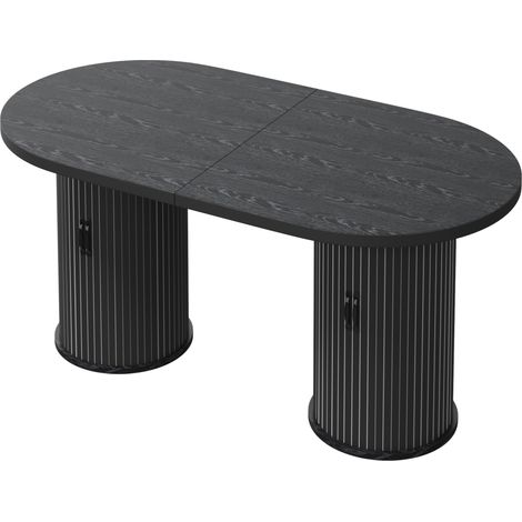 Mesa de comedor extensible negra MDF y metal con almacenaje oculto HOMVRA (1/5)