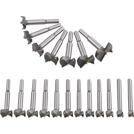 19 punte da trapano per legno (10 mm - 40 mm), svasatura in carburo, installazione di porte sferiche, cassetti, punte da trapano per modellare e realizzare fori puliti e piatti nel legno.