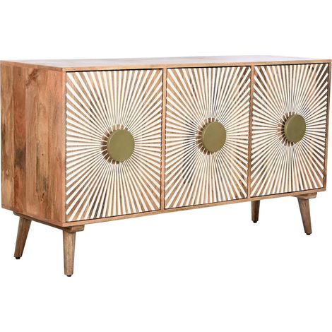Buffet bois de mangue motifs dorés pour intérieur chic - Bois de mangue avec blanc et doré (1/5)